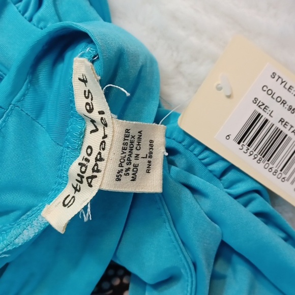 Studio West Apparel Woman's Blue & Black Long Summer Dress sz‎  L NWT - Picture 9 of 9